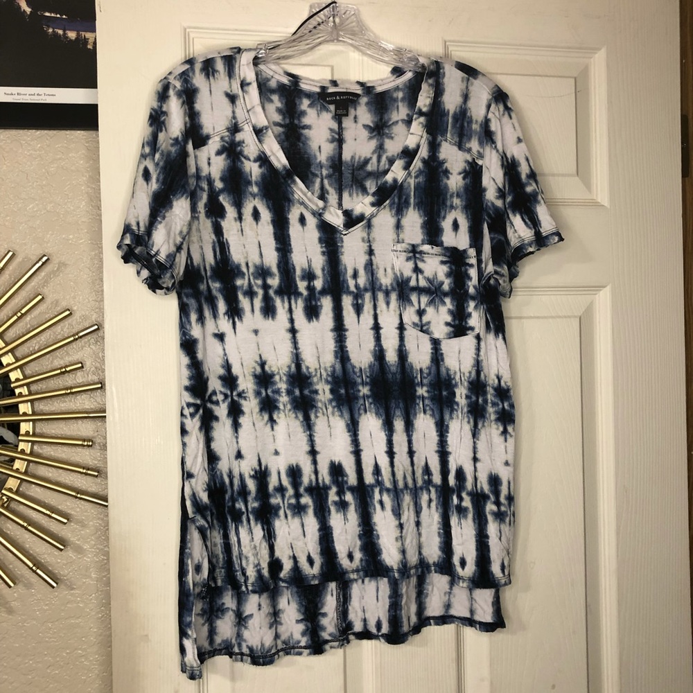 Rock & Republic Tie Dye Short Sleeve V-Neck Tee LG - Picture 8 of 8